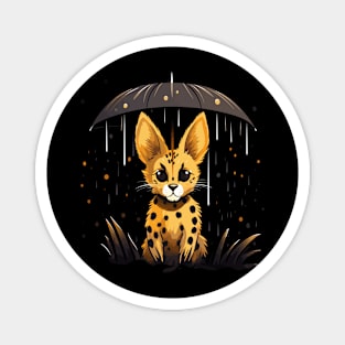 Serval Rainy Day With Umbrella Magnet